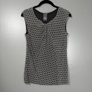 Covington Women's Y2K Black & White Geometric Sleeveless Top - Size Small - Mesh